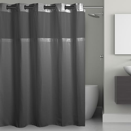 It's A Snap! 3-in-1 Shower Curtain With Waffle Fabric