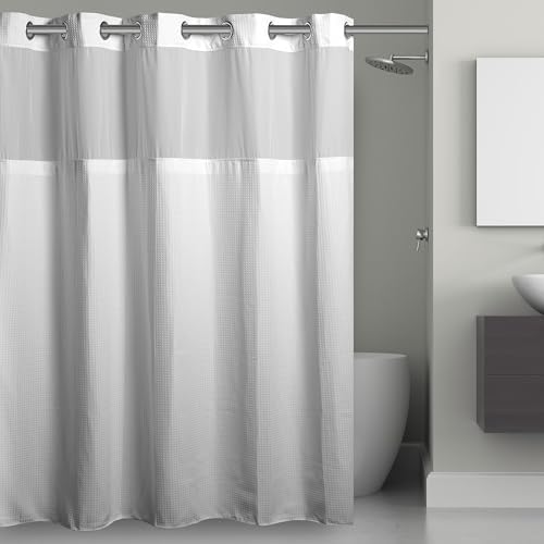 It's A Snap! 3-in-1 Shower Curtain With Waffle Fabric