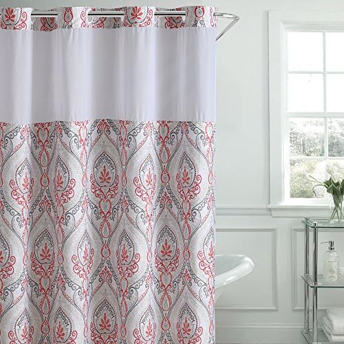 French Damask Print Shower Curtain with Peva Liner